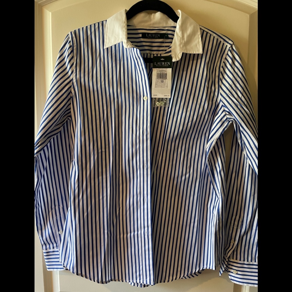 🏷 NWT Lauren Ralph Lauren ladies dress shirt Size 10